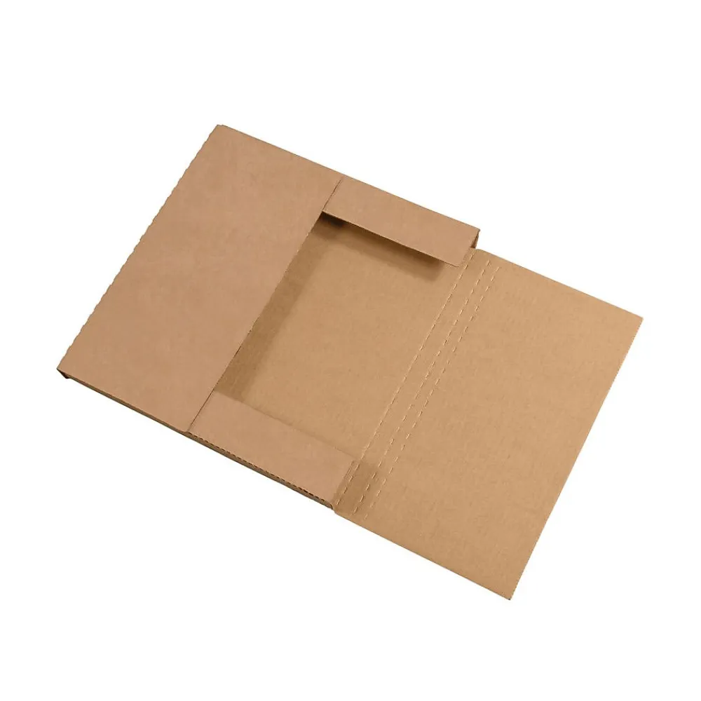Discount Unbranded 12 1/2" x 12 1/2" x 1" Easy-Fold Mailers, Kraft, 50/Bundle