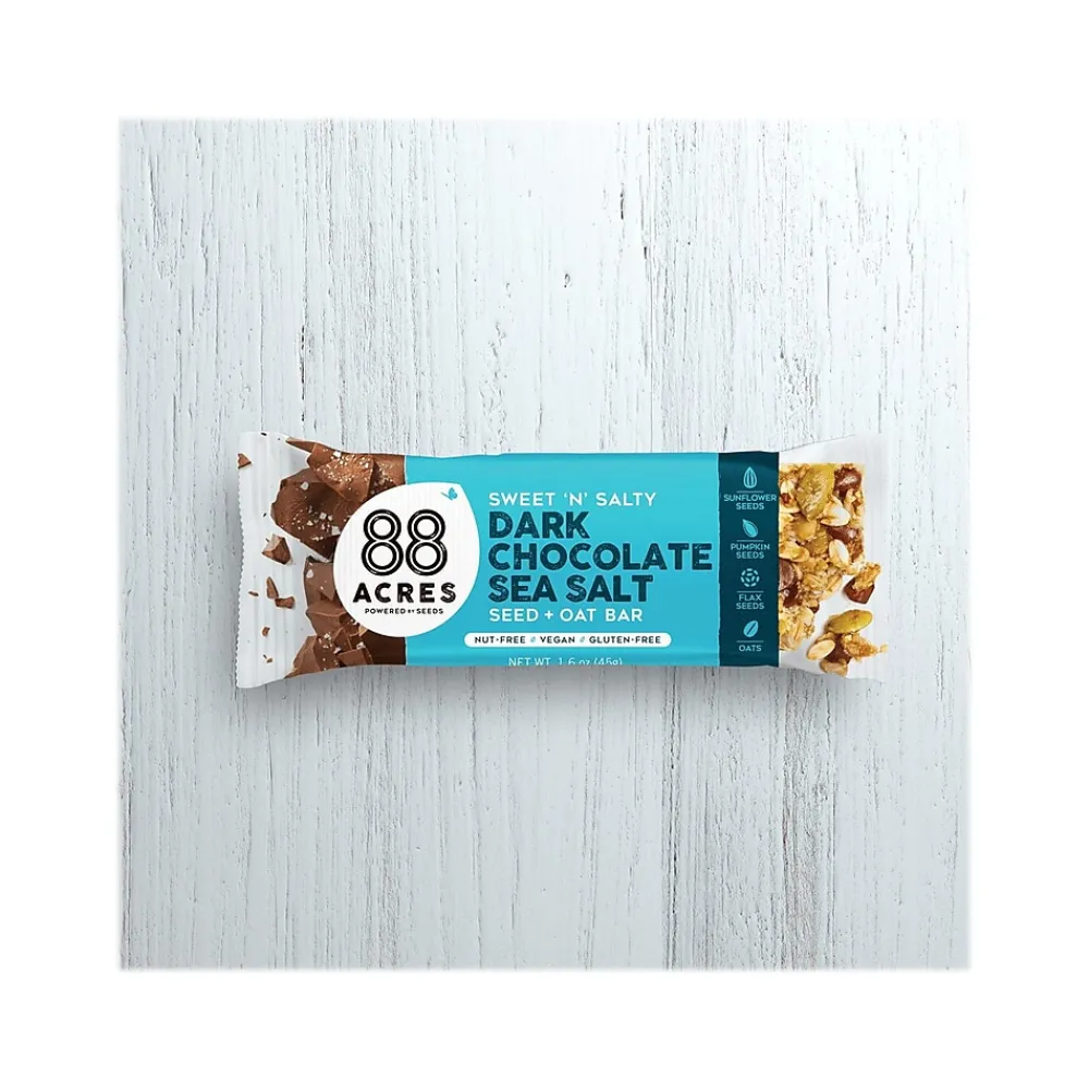 88 Acres Sweet 'N' Salty Gluten-Free Dark Chocolate/Sea Salt Seed and Oat Bar, 1.6 oz., 9 Bars/Box (310001)