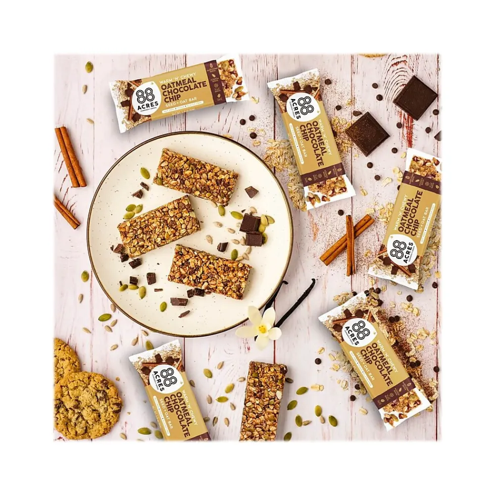 88 Acres Warm 'N' Chewy Gluten-Free Oatmeal/Chocolate Chip Seed and Oat Bar, 1.6 oz., 9 Bars/Box (315111)