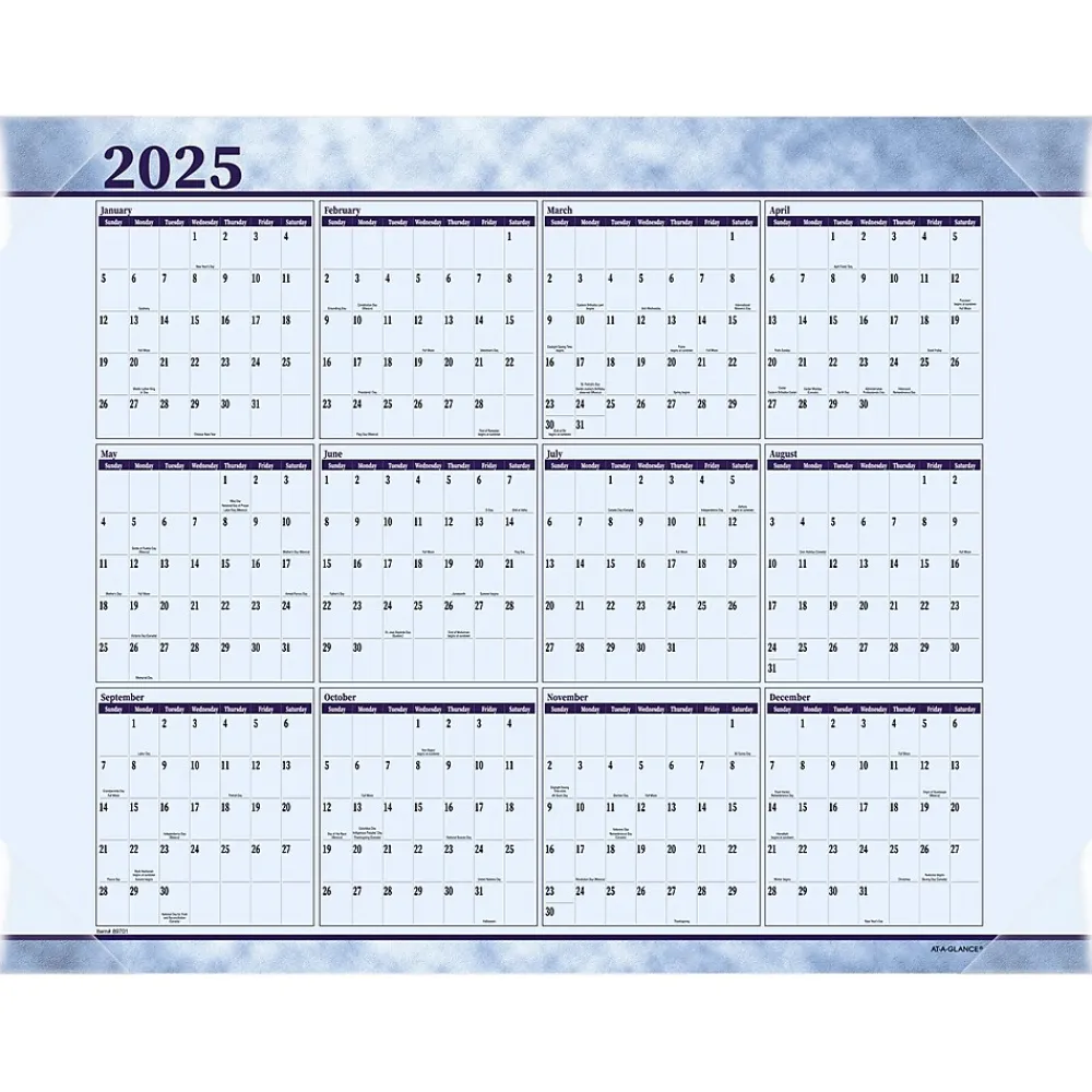 2025 Calendars|AT-A-GLANCE 2025 21.75" x 17" Monthly Desk Pad Calendar, Slate Blue (89701-25)
