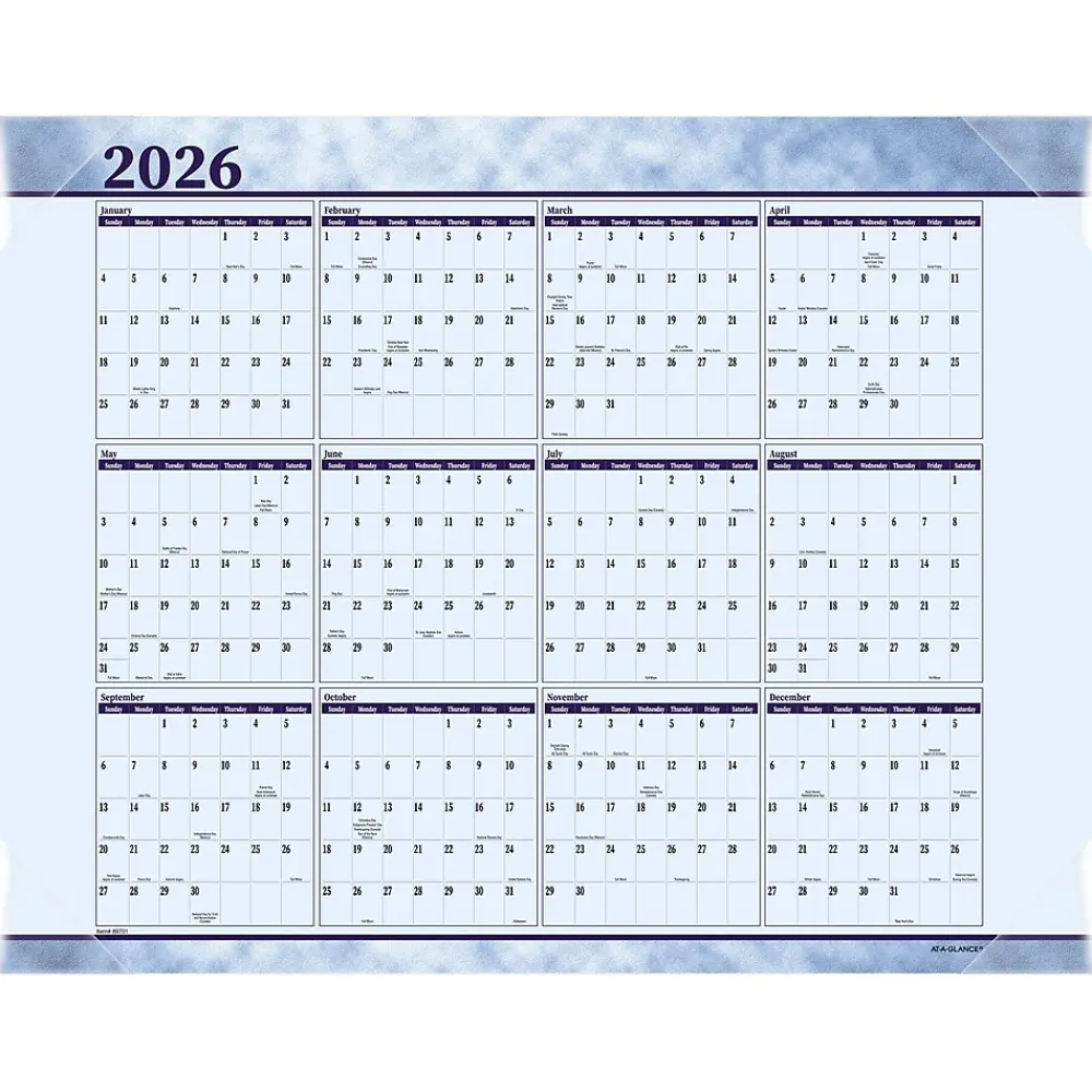 2025 Calendars|AT-A-GLANCE 2025 21.75" x 17" Monthly Desk Pad Calendar, Slate Blue (89701-25)