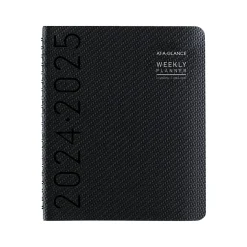 Academic Planners|AT-A-GLANCE 2024-2025 Contemporary 8.25" x 11" Academic Weekly & Monthly Planner, Faux Leather Cover, Graphite