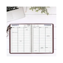 2025 Planners|AT-A-GLANCE 2025 DayMinder 8" x 11" Weekly Appointment Book, Faux Leather Cover, Burgundy (G520-14-25)