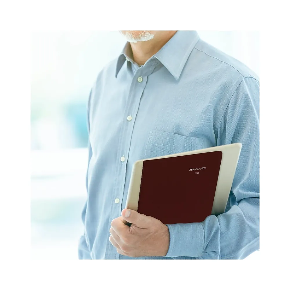 2025 Planners|AT-A-GLANCE 2025 DayMinder 8" x 11" Weekly Appointment Book, Faux Leather Cover, Burgundy (G520-14-25)
