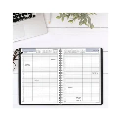 2025 Planners|AT-A-GLANCE 2025 DayMinder 8" x 11" 4-Person Daily Appointment Book, Faux Leather Cover, Black (G560-00-25)