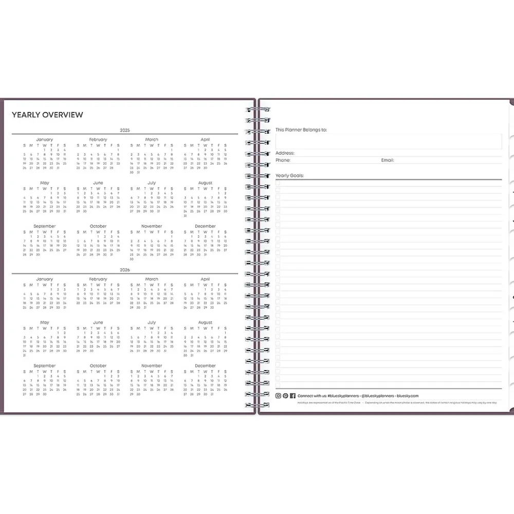 2025 Planners|Blue Sky 2025 8" x 10" Monthly Planner, Plastic Cover, Purple (150780)