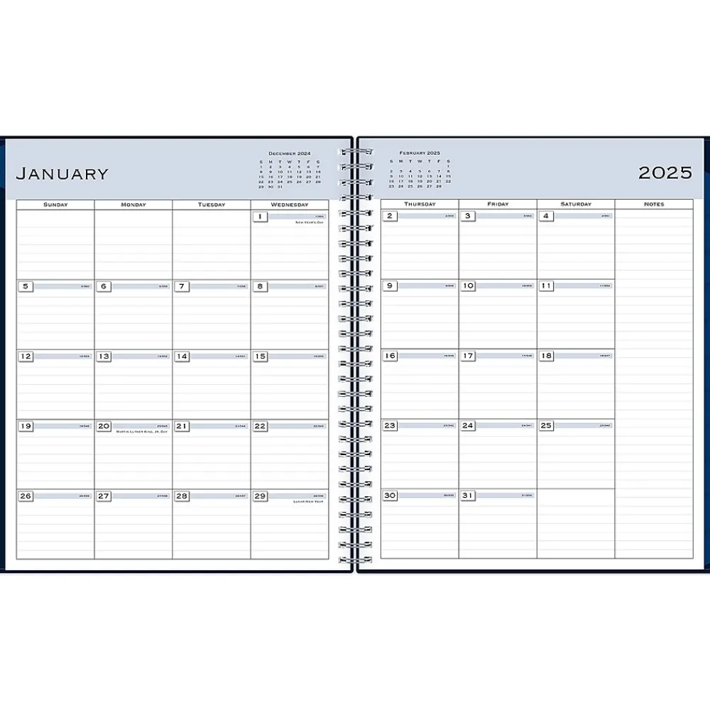 2025 Planners|Blue Sky 2025 8" x 10" Monthly Planner, Plastic Cover, Navy Blue (148660-25)