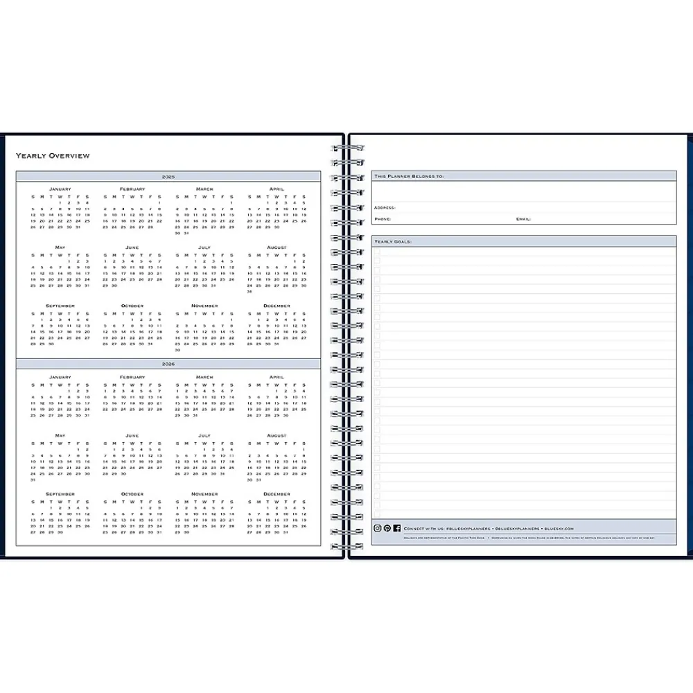 2025 Planners|Blue Sky 2025 8" x 10" Monthly Planner, Plastic Cover, Navy Blue (148660-25)