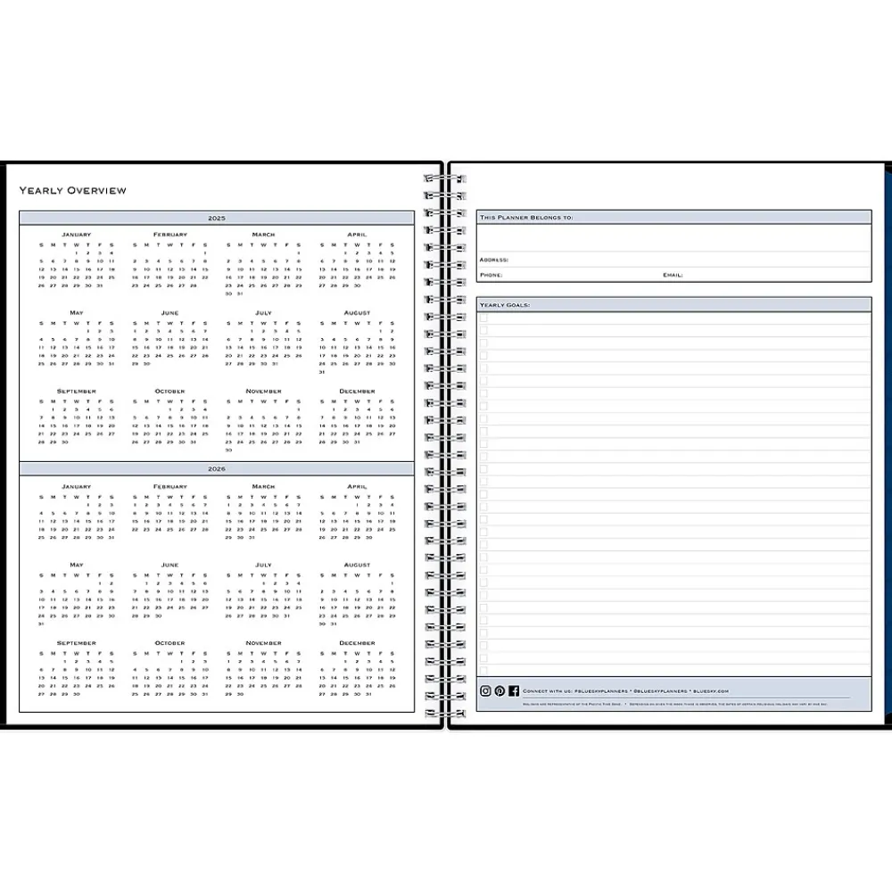 2025 Planners|Blue Sky 2025 8.5" x 11" Weekly & Monthly Appointment Book, Plastic Cover, Black (150849)