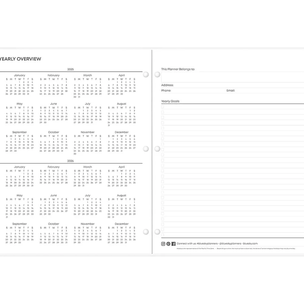 2025 Planners|Blue Sky 2025 Amalia 8.5" x 11" Monthly Planner, Plastic Cover, Multicolor (152534)