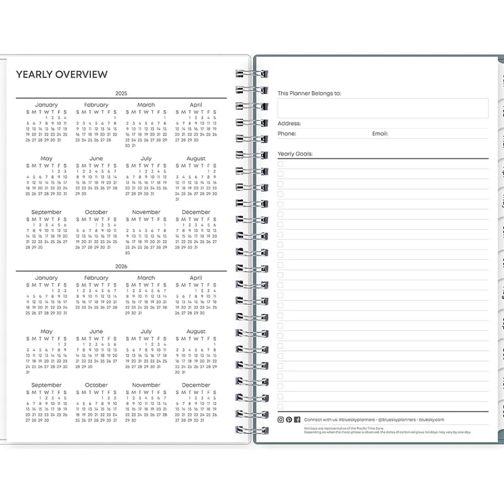 2025 Planners|Blue Sky 2025 Amitza Blue 5" x 8" Weekly & Monthly Planner, Plastic Cover, Blue/White (148766-25)