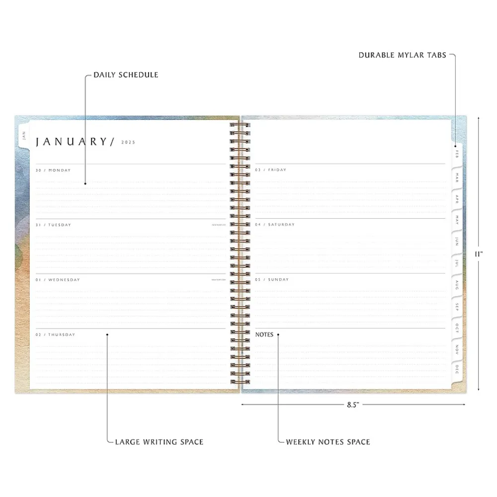 2025 Planners|Blue Sky 2025 Andreo 8.5" x 11" Weekly & Monthly Planner, Paperboard Cover, Blue/Yellow (137948-25)