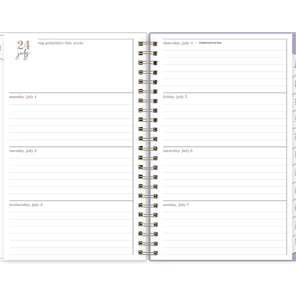 Academic Planners|Blue Sky 2024-2025 Belinda Selene Sienna Lilac 5" x 8" Academic Weekly & Monthly Planner, Plastic Cover, Purple/White