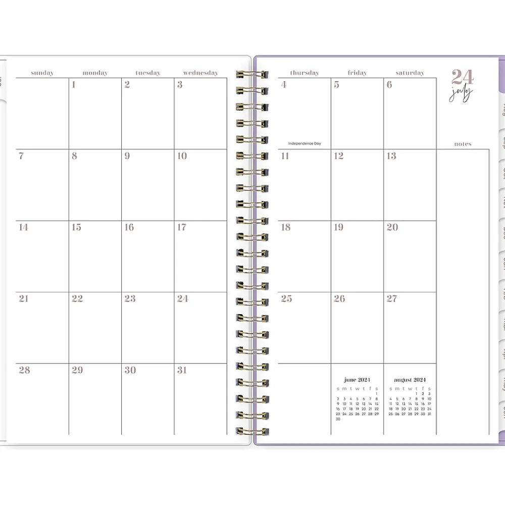 Academic Planners|Blue Sky 2024-2025 Belinda Selene Sienna Lilac 5" x 8" Academic Weekly & Monthly Planner, Plastic Cover, Purple/White