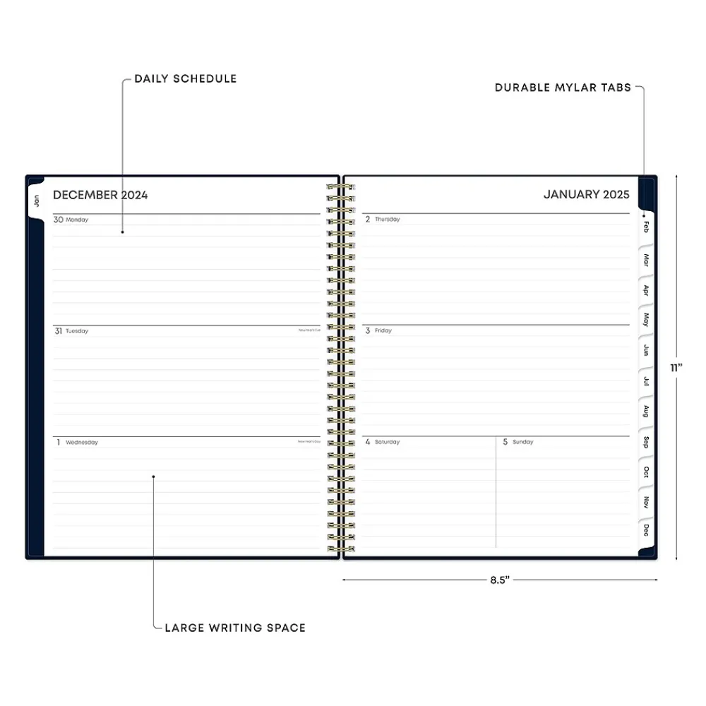 2025 Planners|Blue Sky 2025 Cheeyna 8.5" x 11" Weekly & Monthly Planner, Plastic Cover, Navy (147946)