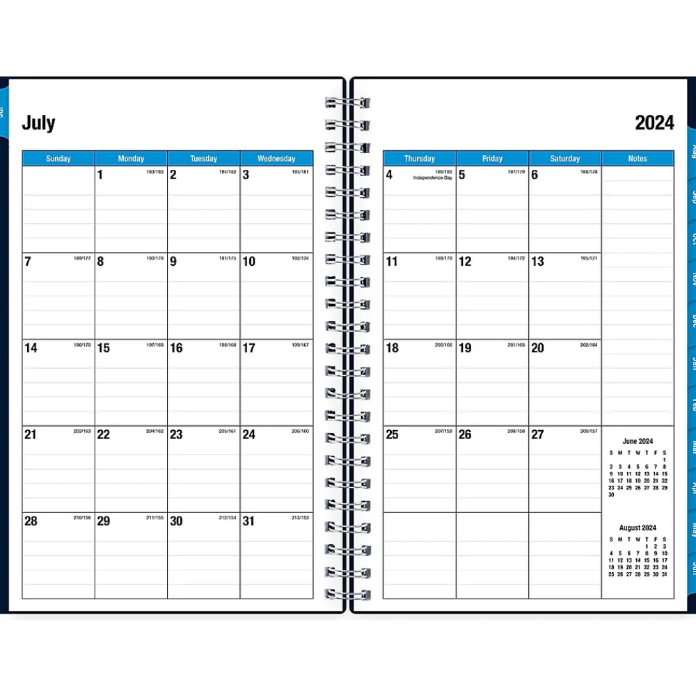 Academic Planners|Blue Sky 2024-2025 Collegiate Navy 5" x 8" Academic Weekly & Monthly Planner, Plastic Cover, Navy (148673-A25)