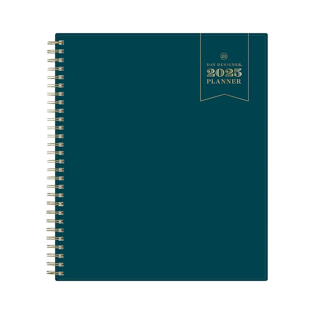 2025 Planners|Blue Sky 2025 Day Designer 8" x 10" Monthly Planner, Plastic Cover, Peacock (152222)