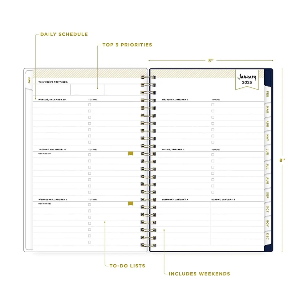 2025 Planners|Blue Sky 2025 Day Designer Meadow 5" x 8" Weekly & Monthly Planner, Plastic Cover, Multicolor (147224-25)