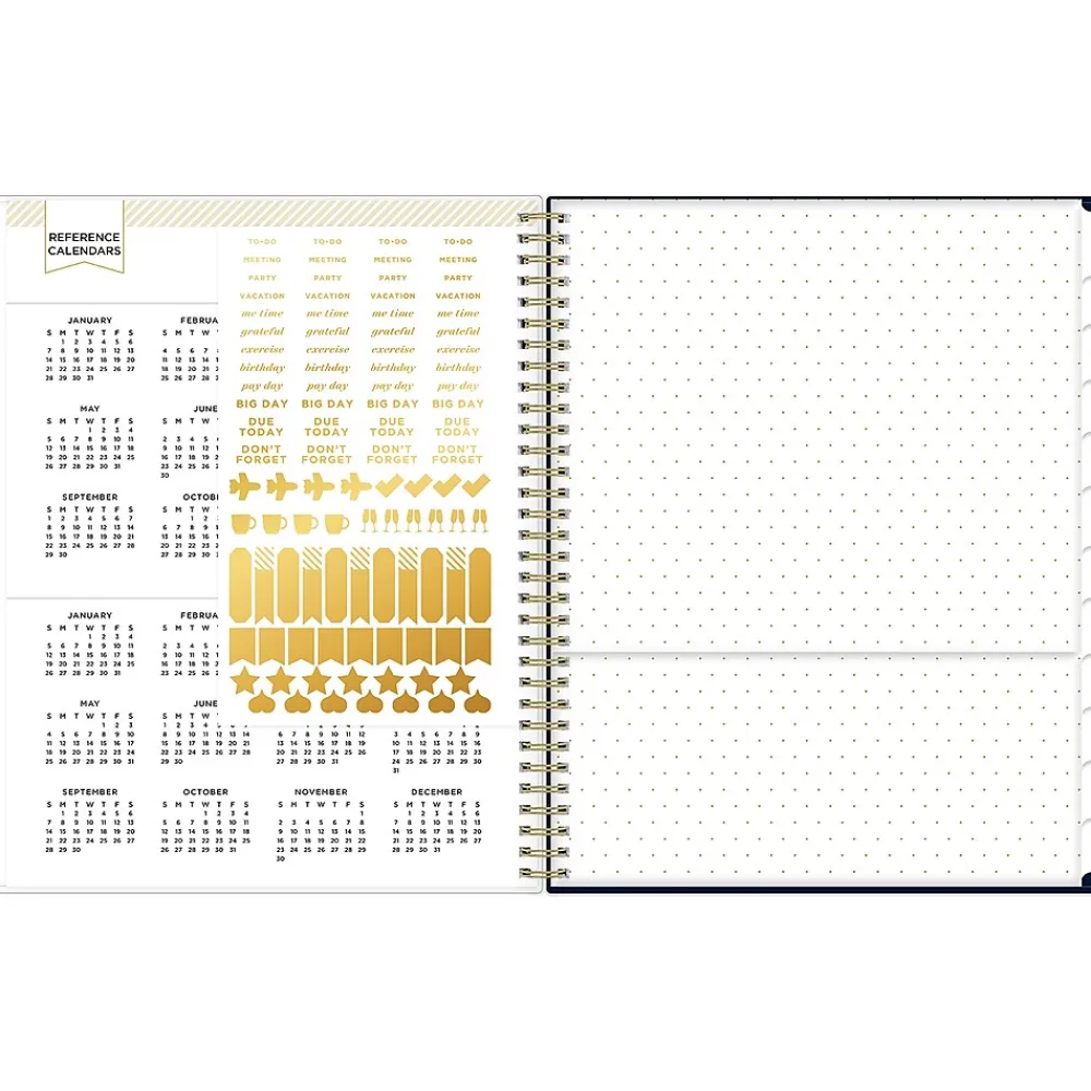 Academic Planners|Blue Sky 2024-2025 Day Designer Peyton Navy 8.5" x 11" Academic Weekly & Monthly Planner, Plastic Cover, Multicolor