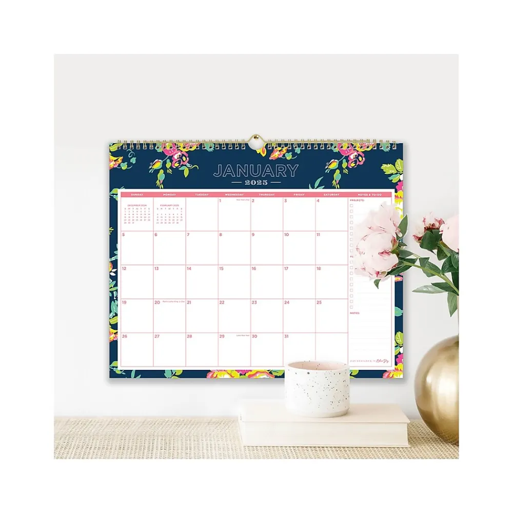 2025 Calendars|Blue Sky 2025 Day Designer Peyton Navy 15" x 12" Monthly Wall Calendar (103627-25)
