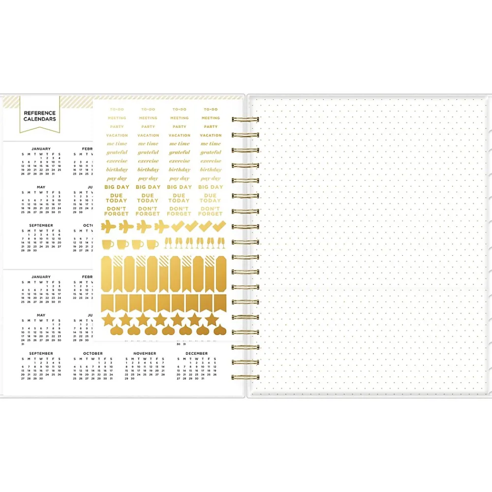 2025 Planners|Blue Sky 2025 Day Designer Rugby Stripe 8" x 10" Daily & Monthly Planner, Plastic Cover, Navy/White (142098-25)