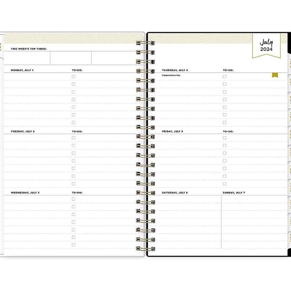 Academic Planners|Blue Sky 2024-2025 Day Designer Somerset Black 5" x 8" Academic Weekly & Monthly Planner, Plastic Cover, Multicolor (144856)