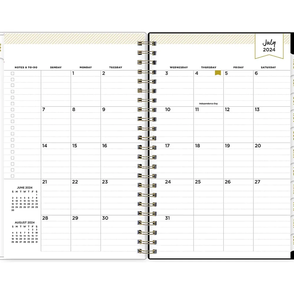 Academic Planners|Blue Sky 2024-2025 Day Designer Somerset Black 5" x 8" Academic Weekly & Monthly Planner, Plastic Cover, Multicolor (144856)