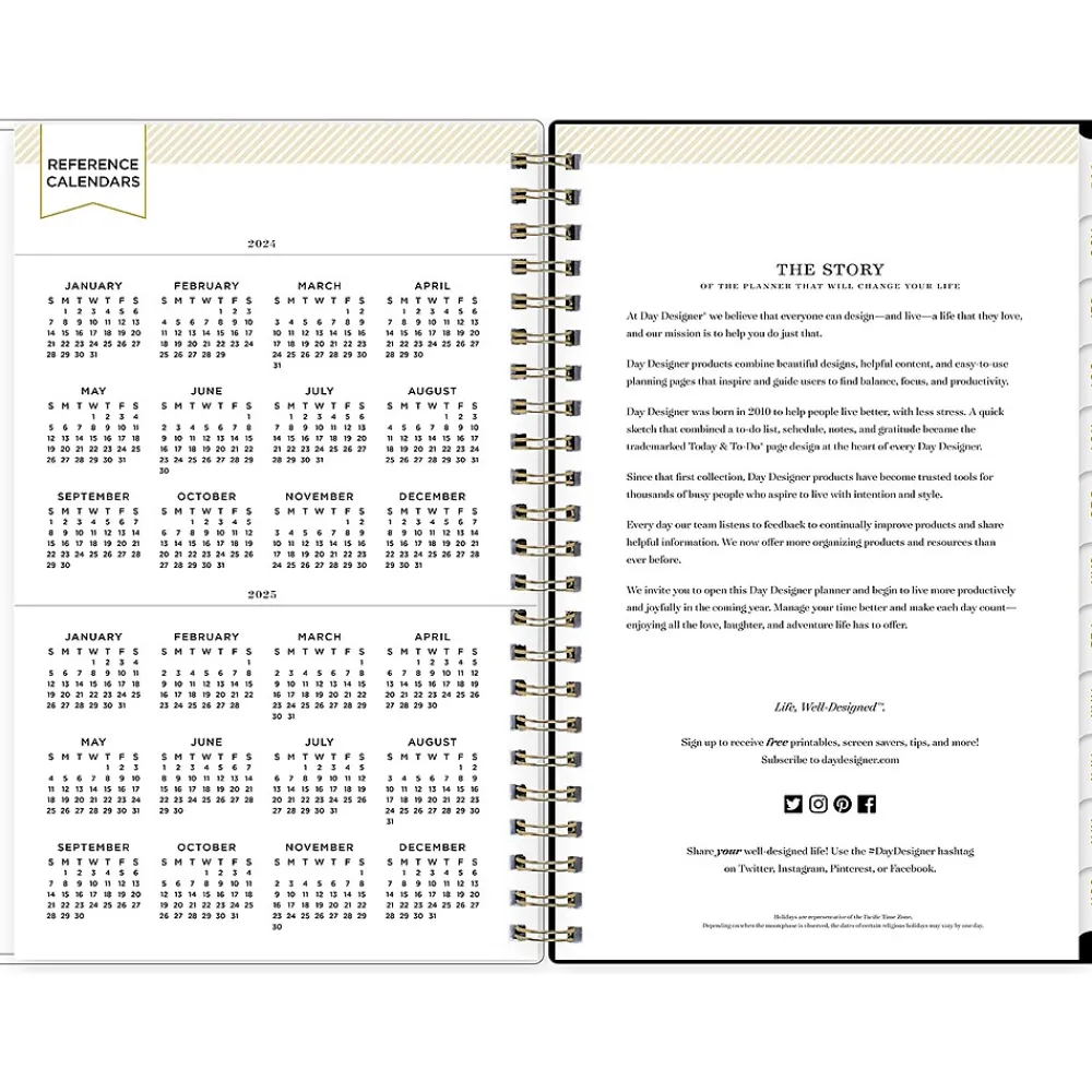 Academic Planners|Blue Sky 2024-2025 Day Designer Somerset Black 5" x 8" Academic Weekly & Monthly Planner, Plastic Cover, Multicolor (144856)