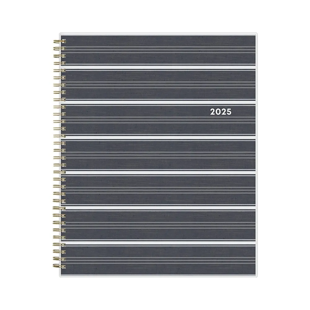 2025 Planners|Blue Sky 2025 Hadley 8.5" x 11" Weekly & Monthly Planner, Plastic Cover, Gray/White (150781)