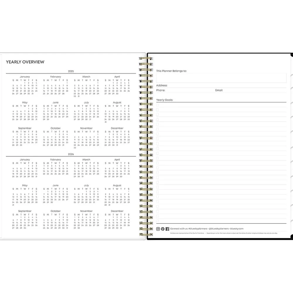 2025 Planners|Blue Sky 2025 Laina Dark 8.5" x 11" Weekly & Monthly Planner, Plastic Cover, Green/Black (148231)