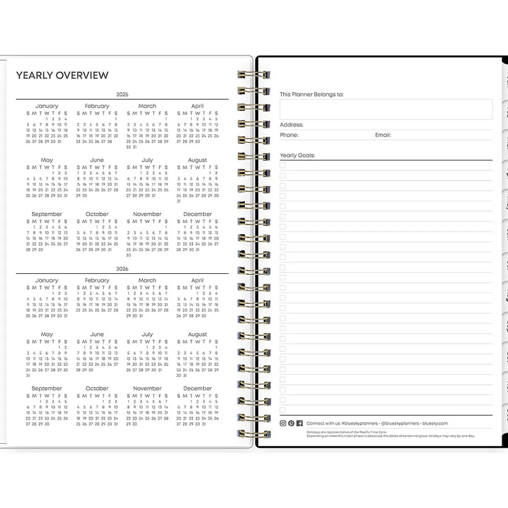 2025 Planners|Blue Sky 2025 Leafy Lounge 5" x 8" Weekly & Monthly Planner, Plastic Cover, Green/Gray (147931)