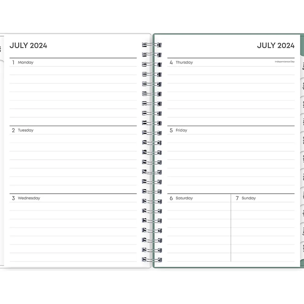 Academic Planners|Blue Sky 2024-2025 Maquilla 5" x 8" Academic Weekly & Monthly Planner, Plastic Cover, Mint Green/White (144966)