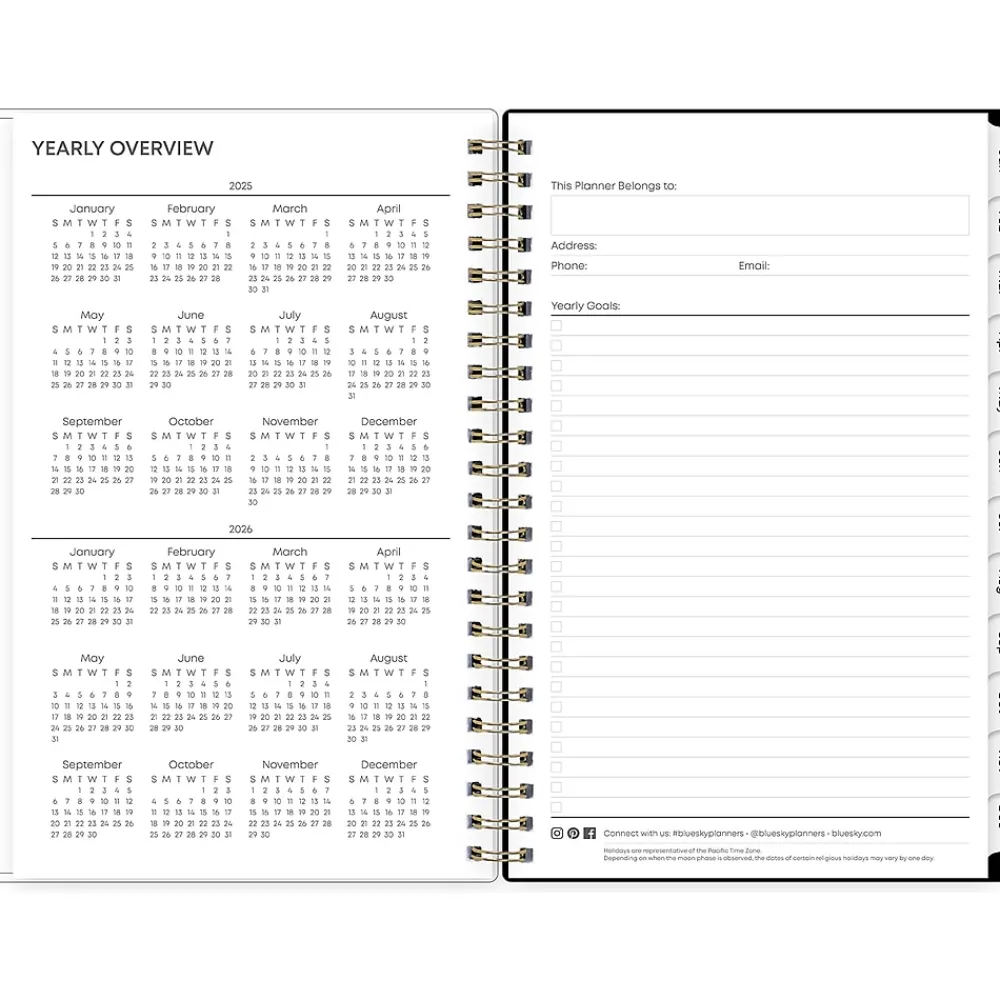 2025 Planners|Blue Sky 2025 Nevaeh 5" x 8" Weekly & Monthly Planner, Plastic Cover, Multicolor (143946-25)