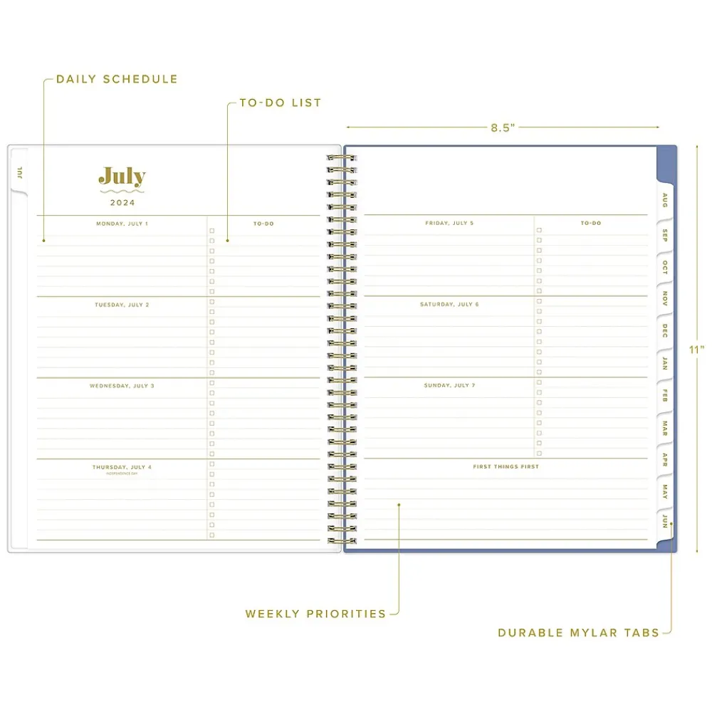 Academic Planners|Blue Sky 2024-2025 The House That Lars Built Penny's Floral Quilt 8.5" x 11" Academic Weekly & Monthly Planner, Plastic Cover