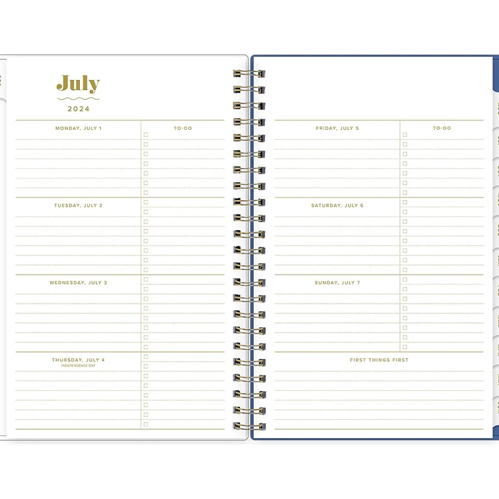 Academic Planners|Blue Sky 2024-2025 The House That Lars Built Yellow Floral 5" x 8" Academic Weekly & Monthly Planner, Plastic Cover
