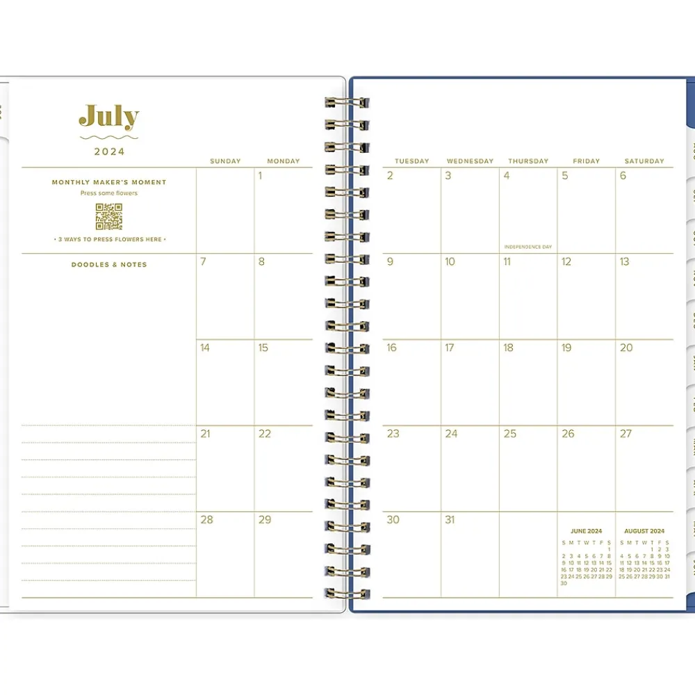 Academic Planners|Blue Sky 2024-2025 The House That Lars Built Yellow Floral 5" x 8" Academic Weekly & Monthly Planner, Plastic Cover