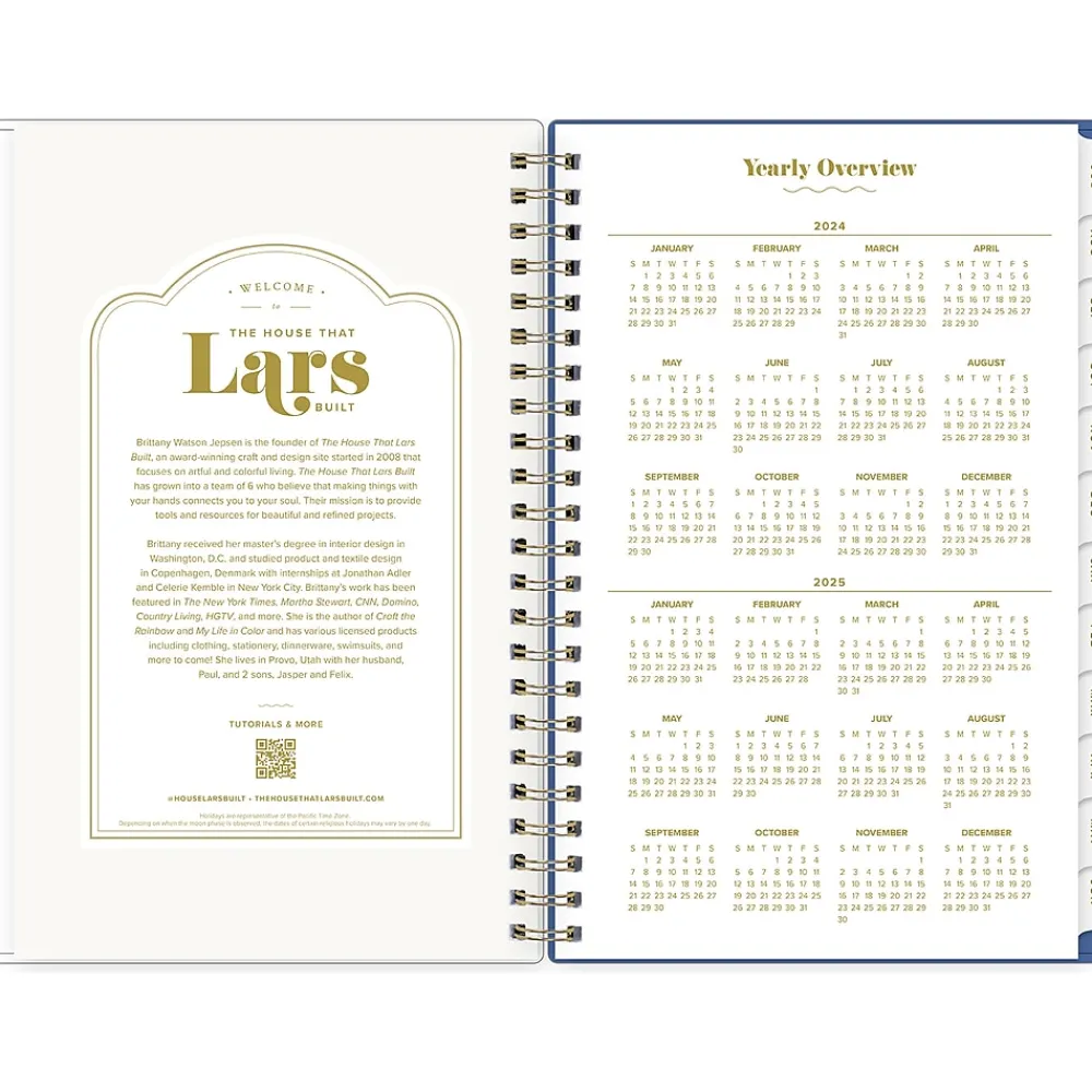 Academic Planners|Blue Sky 2024-2025 The House That Lars Built Yellow Floral 5" x 8" Academic Weekly & Monthly Planner, Plastic Cover