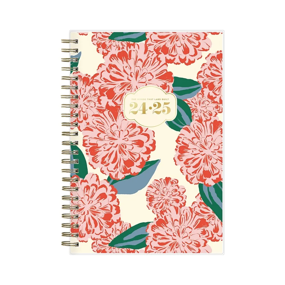 Academic Planners|Blue Sky 2024-2025 The House That Lars Built Gloria's Zinnias 5" x 8" Academic Weekly & Monthly Planner, Plastic Cover