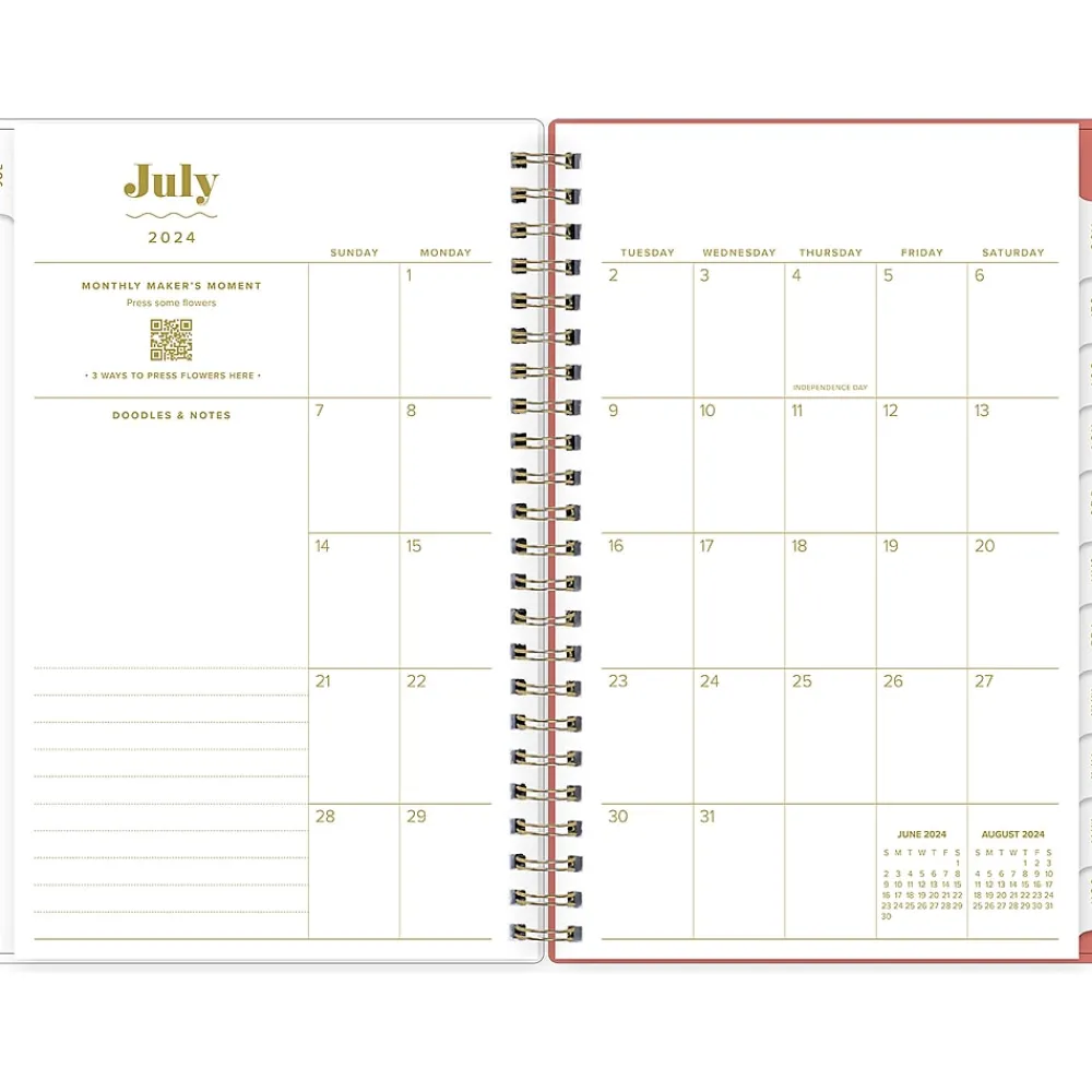 Academic Planners|Blue Sky 2024-2025 The House That Lars Built Gloria's Zinnias 5" x 8" Academic Weekly & Monthly Planner, Plastic Cover