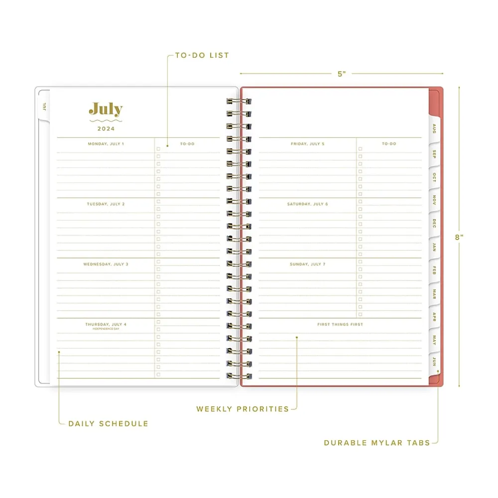 Academic Planners|Blue Sky 2024-2025 The House That Lars Built Gloria's Zinnias 5" x 8" Academic Weekly & Monthly Planner, Plastic Cover