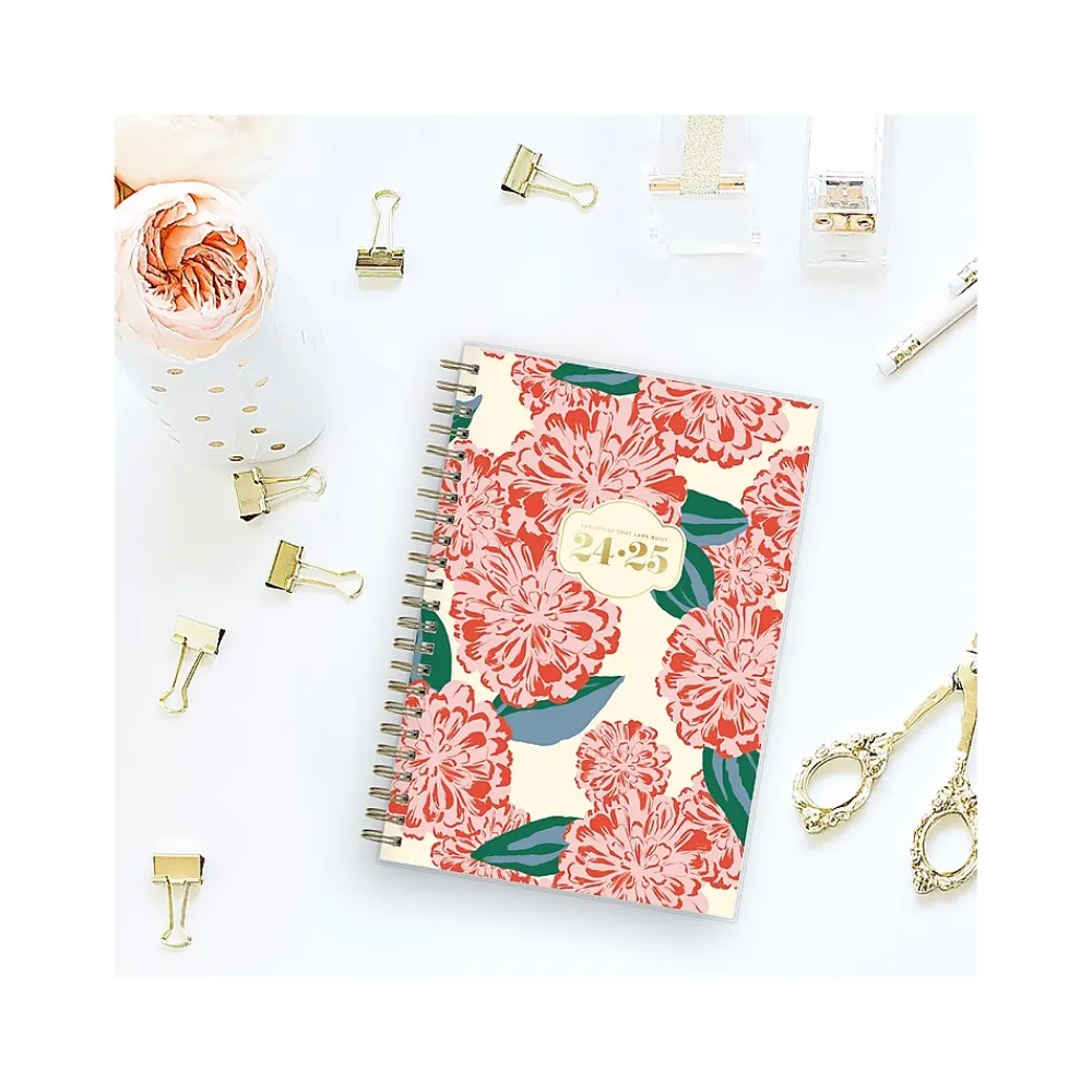 Academic Planners|Blue Sky 2024-2025 The House That Lars Built Gloria's Zinnias 5" x 8" Academic Weekly & Monthly Planner, Plastic Cover