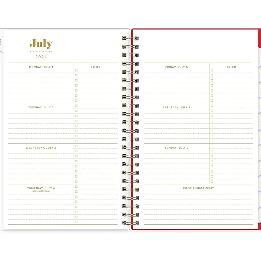 Academic Planners|Blue Sky 2024-2025 The House That Lars Built Color-Block Pink 5" x 8" Academic Weekly & Monthly Planner, Plastic Cover
