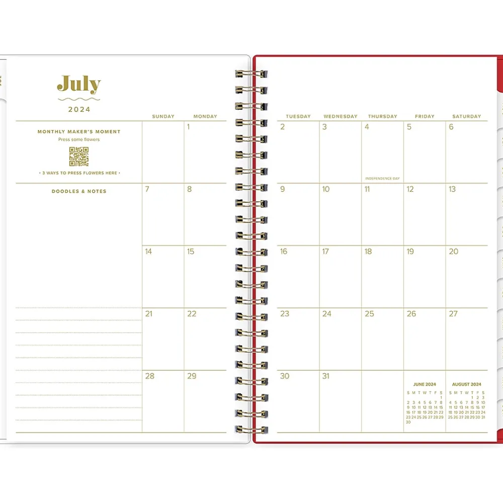 Academic Planners|Blue Sky 2024-2025 The House That Lars Built Color-Block Pink 5" x 8" Academic Weekly & Monthly Planner, Plastic Cover