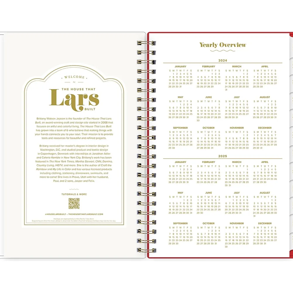 Academic Planners|Blue Sky 2024-2025 The House That Lars Built Color-Block Pink 5" x 8" Academic Weekly & Monthly Planner, Plastic Cover