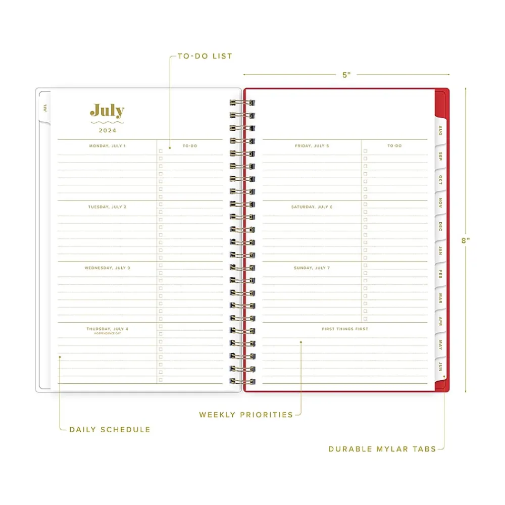 Academic Planners|Blue Sky 2024-2025 The House That Lars Built Color-Block Pink 5" x 8" Academic Weekly & Monthly Planner, Plastic Cover