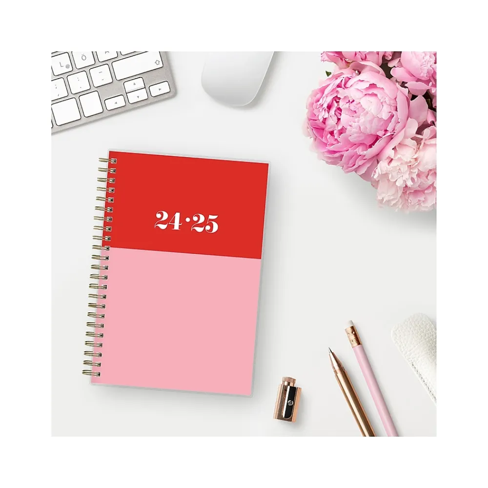 Academic Planners|Blue Sky 2024-2025 The House That Lars Built Color-Block Pink 5" x 8" Academic Weekly & Monthly Planner, Plastic Cover