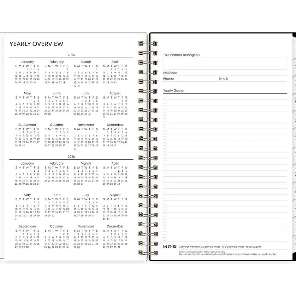 2025 Planners|Blue Sky 2025 Vonnie 5" x 8" Weekly & Monthly Planner, Plastic Cover, Multicolor (152198)