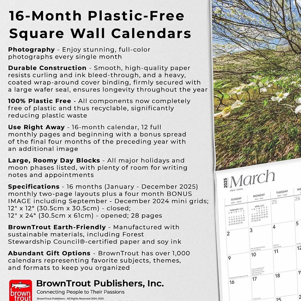2025 Calendars|BrownTrout 2025 Arkansas Wild & Scenic 12" x 12" Monthly Square Wall Calendar (9781975474478)