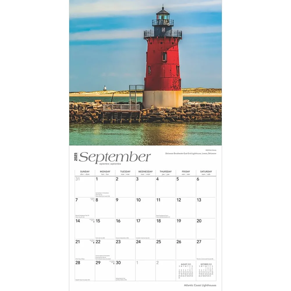 2025 Calendars|BrownTrout 2025 Atlantic Coast Lighthouses 12" x 12" Monthly Wall Calendar (9781975475079)
