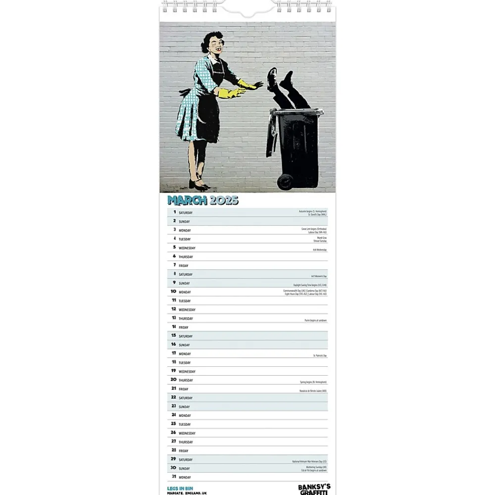 2025 Calendars|BrownTrout 2025 Banksy's Graffiti 6.75" x 16.5" Monthly Slimline Wall Calendar (9781975480677)